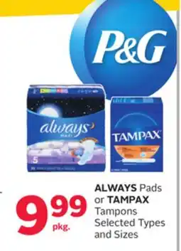 Rexall ALWAYS Pads or TAMPAX Tampons offer