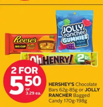 Rexall HERSHEY'S Chocolate Bars 62g-85g or JOLLY RANCHER Bagged Candy 170g-198g offer