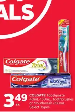 Rexall COLGATE Toothpaste 40mL-150mL, Toothbrushes or Mouthwash 250mL offer
