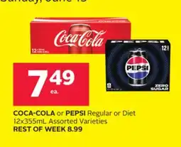 Rexall COCA-COLA or PEPSI Regular or Diet 12x355mL offer