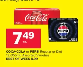 Rexall COCA-COLA or PEPSI Regular or Diet 12x355mL offer