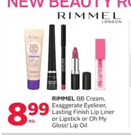 Rexall RIMMEL BB Cream, Exaggerate Eyeliner, Lasting Finish Lip Liner or Lipstick or Oh My Gloss! Lip Oil offer