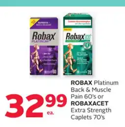 Rexall ROBAX Platinum Back & Muscle Pain 60's or ROBAXACET Extra Strength Caplets 70's offer