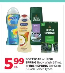 Rexall SOFTSOAP or IRISH SPRING Body Wash 591mL or IRISH SPRING Bar Soap 6-Pack offer