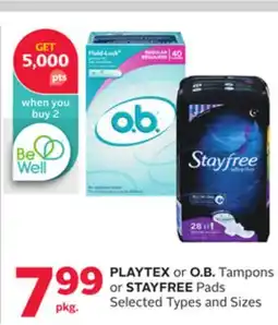 Rexall PLAYTEX or O. B. Tampons or STAYFREE Pads offer