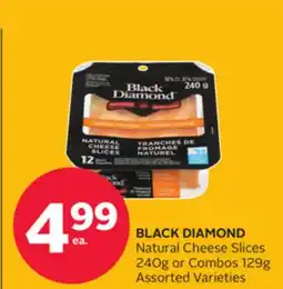 Rexall BLACK DIAMOND Natural Cheese Slices 240g or Combos 129g offer