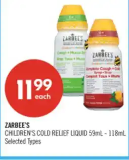 Shoppers Drug Mart ZARBEE'S CHILDREN'S COLD RELIEF LIQUID 59mL - 118mL offer