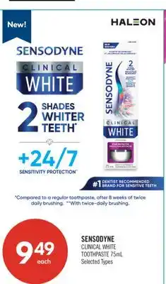 Shoppers Drug Mart SENSODYNE CLINICAL WHITE TOOTHPASTE offer
