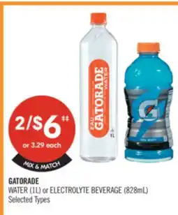 Shoppers Drug Mart GATORADE WATER (1L) or ELECTROLYTE BEVERAGE (828mL) offer