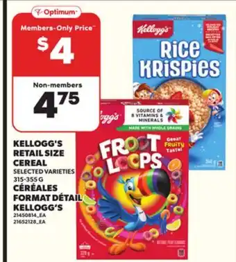 Independent City Market KELLOGG'S RETAIL SIZE CEREAL, 315-355 G offer