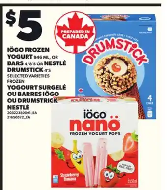 Independent City Market IÖGO FROZEN YOGURT, 946 ML OR BARS, 4/8'S OR NESTLÉ DRUMSTICK, 4'S offer