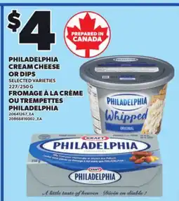 Independent City Market PHILADELPHIA CREAM CHEESE CREAM CHEESE OR DIPS, 227/250 G offer