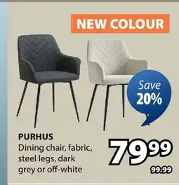 JYSK PURHUS Dining chair, fabric, steel legs, dark grey or offer