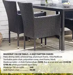 JYSK MADERUP 150 CM TABLE + 4 AIDT/HATTEN CHAIRS offer