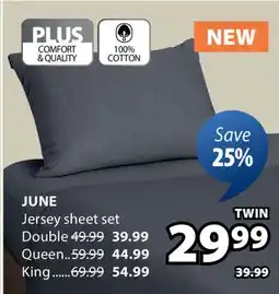 JYSK JUNE Jersey sheet set offer