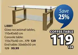 JYSK LIBBY Glass occasional tables offer
