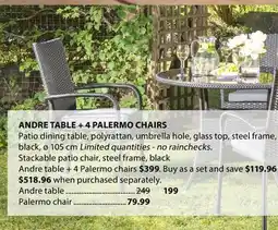 JYSK ANDRE TABLE + 4 PALERMO CHAIRS offer