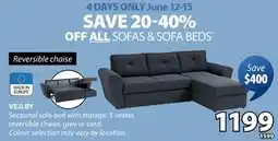 JYSK VEJLBY Sectional sofa bed with storage offer