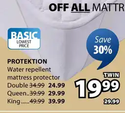 JYSK PROTEKTION Water repellent mattress protector offer