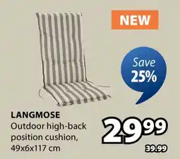 JYSK LANGMOSE Outdoor high-back position cushion offer
