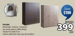 JYSK RAUMA Wardrobe 3 door offer