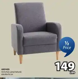 JYSK GEDVED Armchair, grey/natural offer