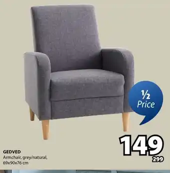 JYSK GEDVED Armchair, grey/natural offer