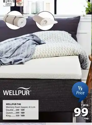 JYSK WELLPUR T40 Memory foam topper offer