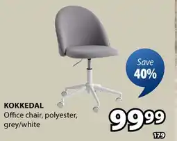 JYSK KOKKEDAL Office chair, polyester, grey/white offer