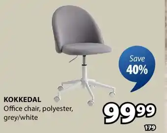 JYSK KOKKEDAL Office chair, polyester, grey/white offer