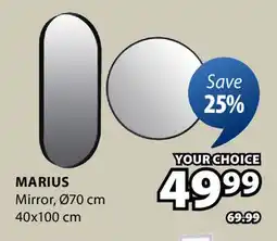 JYSK MARIUS Mirror, Ø70 cm offer