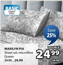 JYSK MARILYN PIA Sheet set, microfibre Queen offer