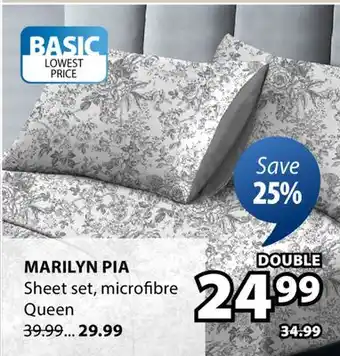 JYSK MARILYN PIA Sheet set, microfibre Queen offer