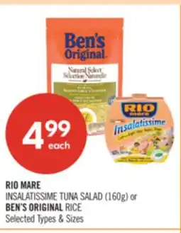Shoppers Drug Mart RIO MARE INSALATISSIME TUNA SALAD (160 G) OR BEN'S ORIGINAL RICE offer