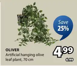 JYSK OLIVER Artificial hanging olive leaf plant offer