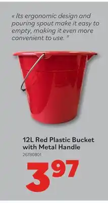 Matériaux Pont Masson 12L Red Plastic Bucket with Metal Handle offer