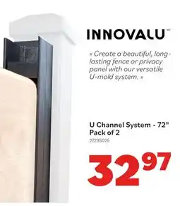 Matériaux Pont Masson INNOVALU U Channel System-72 Pack of 2 offer