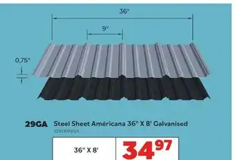 Matériaux Pont Masson Steel Sheet Ameri-cana 36X 8' Galvanised 29Ga offer