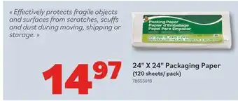 Matériaux Pont Masson 120 Sheets - 24-in x 24-in Packaging Paper offer