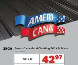 Matériaux Pont Masson Ameri-Cana metal cladding 36 x 8' - Black - 29G offer