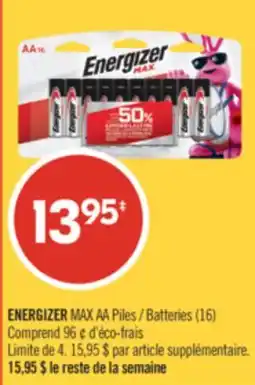 Pharmaprix ENERGIZER MAX AA Batteries offer