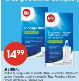 Pharmaprix LIFE BRAND Nasal Rinse Sachets (100) or Nasal Rinse Bottle System offer
