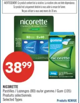 Pharmaprix NICORETTE Lozenges (80) or Gum (105) offer