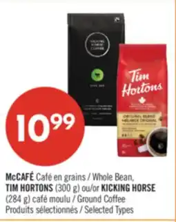 Pharmaprix McCAFÉ Whole Bean, TIM HORTONS (300 g) or KICKING HORSE (284 g) Ground Coffee offer