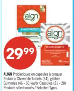 Pharmaprix ALIGN Probiotic Chewable Tablets (24), Gummies (46 - 60) or Capsules (21 - 28) offer