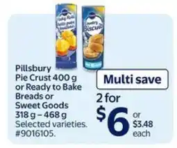 Walmart Pillsbury Pie Crust or Ready to Bake Breads or Sweet Goods offer