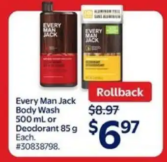 Walmart Every Man Jack Body Wash or Deodorant offer