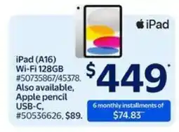 Walmart iPad A16 Wi-Fi 128GB offer