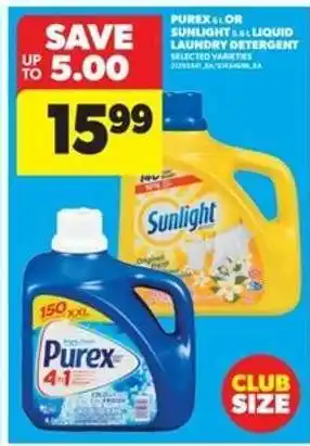 Real Canadian Superstore Purex or Sunlight Liquid Laundry Detergent offer