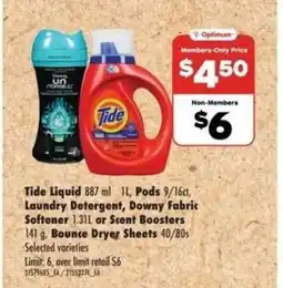 No Frills Tide Liquid, Pods, Laundry Detergent, Downy Fabric Softener or Scent Boosters, Bounce Dryer Sheets offer